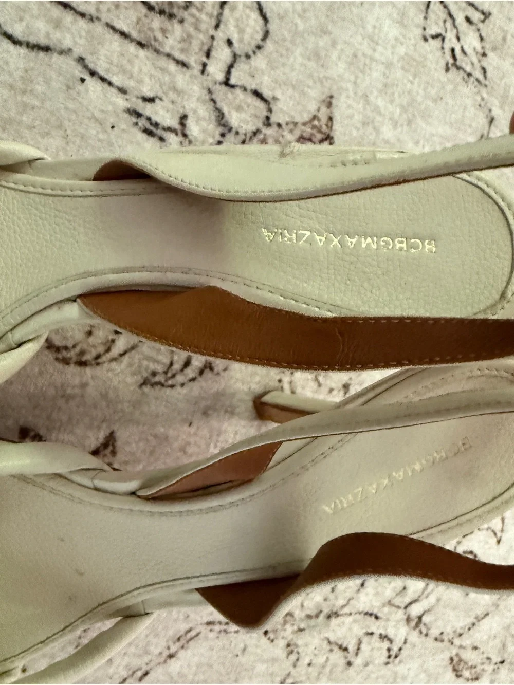 BCBGMaxAzria White Braided Strap Sandal Ivory White Kitten Heels Women size 8.5